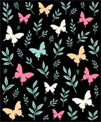 Whimsical Butterfly and Leaf Pattern Rug