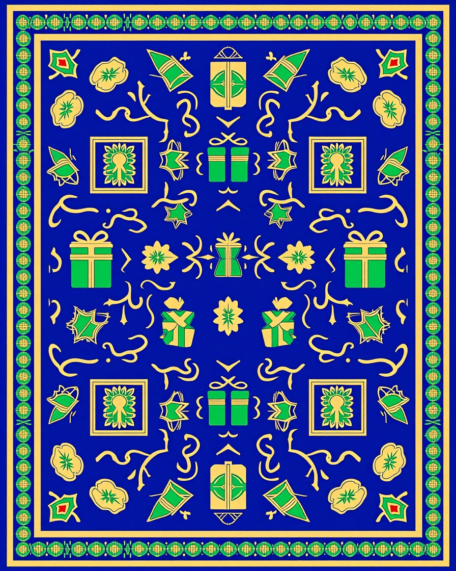 Whimsical Gifts Botanical Blue Yellow Rug