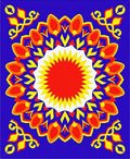 Vibrant Radial Sunburst Floral Accents Rug