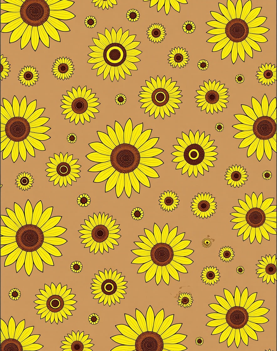 Yellow Sunflowers Pattern with Brown Accents Rug