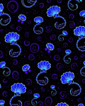 Midnight Blue Fan Swirl Pattern Rug