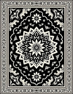 Black Cream Mandala Floral Pattern Rug