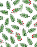 Green Pine Needles with Red Berries Rug