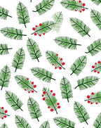 Green Pine Needles with Red Berries Rug