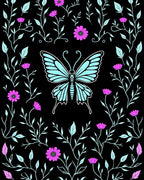 Floral Butterfly Vine Pattern Rug