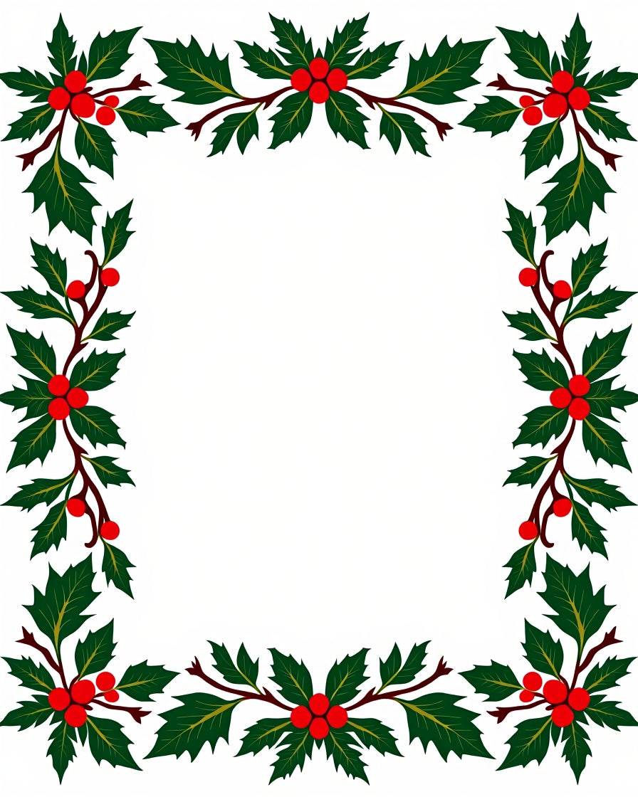 Green Holly Berry Festive Pattern Rug