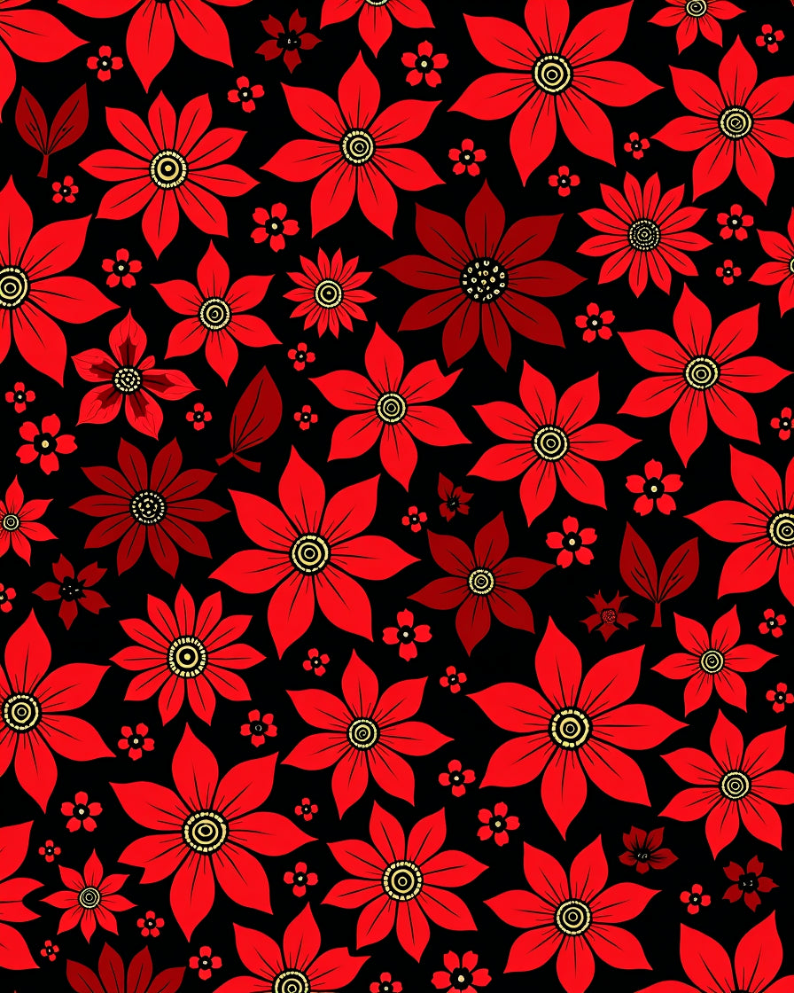 Bold Red Floral Pattern Design Rug