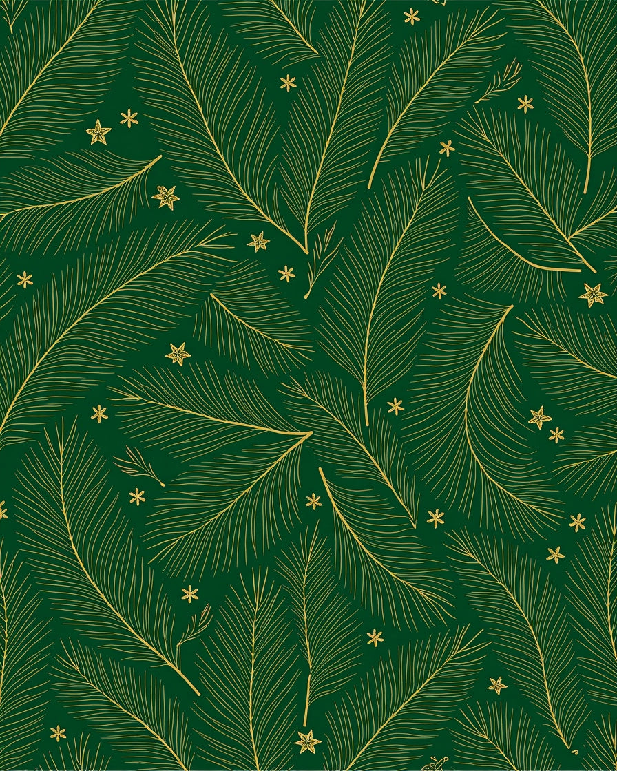 Golden Feathers and Stars Pattern Rug