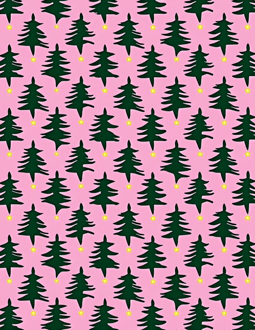 Pink Christmas Tree Star Repeats Rug