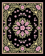 Pink Floral Medallion with Scrollwork Border Rug