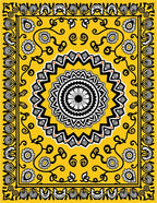 Sunny Yellow Exotic Floral Mandala Rug
