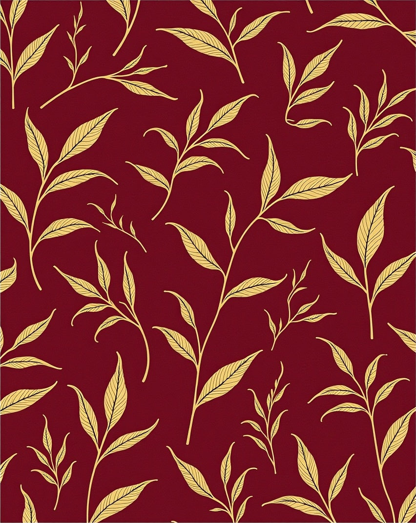 Elegant Gold Leaf Pattern Rug