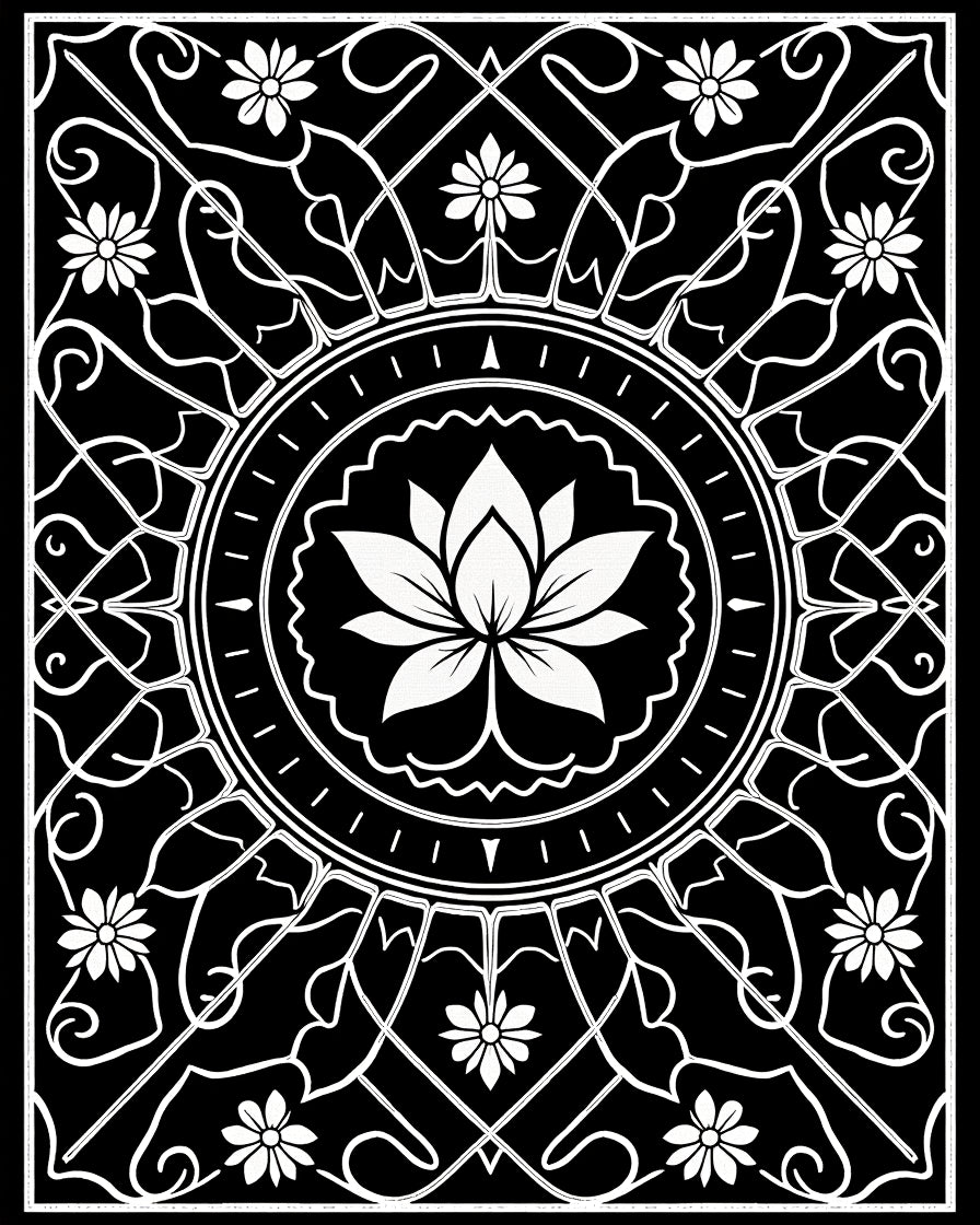 Classic Floral Mandala Pattern Rug