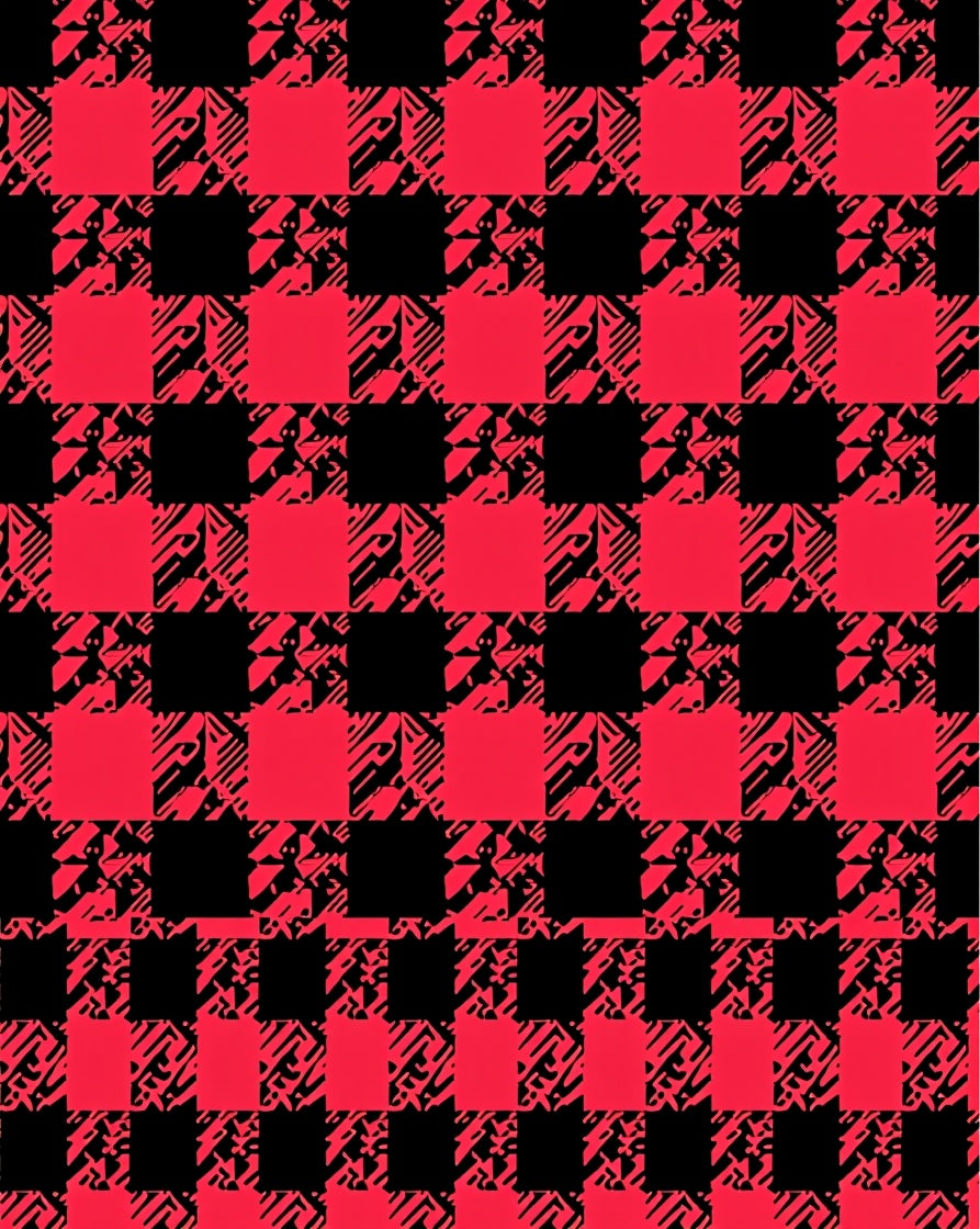 Red Black Houndstooth Tarten Check Rug