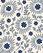 Folk Inspired Sunburst Floral Pattern Rug