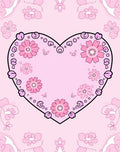 Pink Heart Floral Whimsical Design Rug