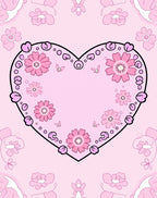 Pink Heart Floral Whimsical Design Rug
