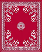 Bold Red White Vintage Ornamental Bandana Rug