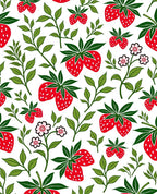 Fresh Strawberry and Leaf Pattern Rug