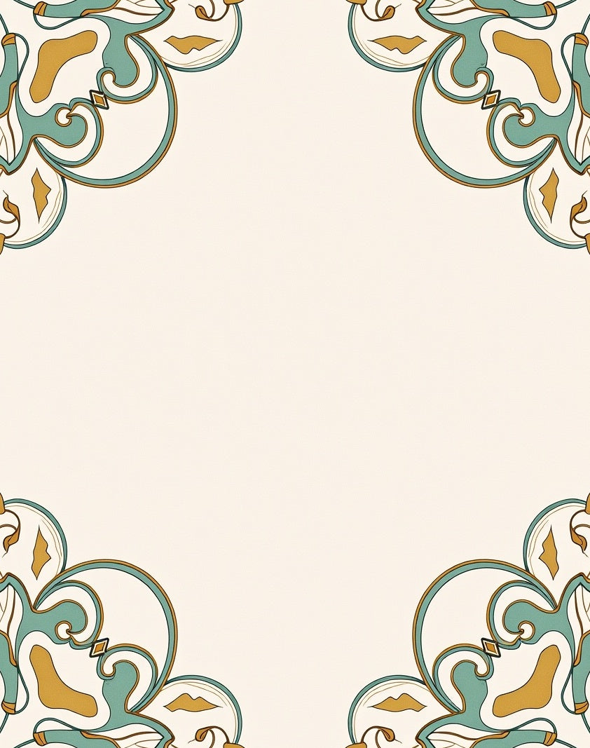 Elegant Teal Gold Swirl Pattern Rug