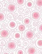 Pink Roses Swirls Design Rug
