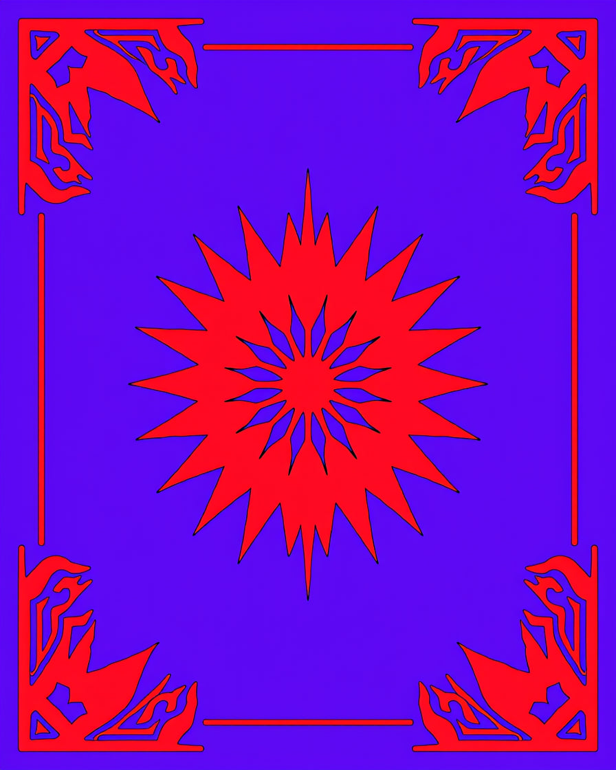 Bold Starburst Corner Frame Design Rug