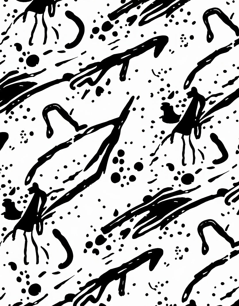 Abstract Black Splatter Pattern Rug