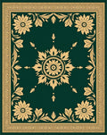 Emerald Golden Floral Centerpiece Border Rug