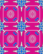 Hot Pink White Blue Geometric Star Rug