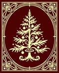 Festive Tree Ornate Frame Design Rug