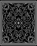 Black White Floral Scroll Design Rug