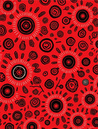 Bold Red Abstract Tribal Design Rug