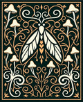Mystical Moth With Mushroom Flourish Pattern Rug