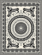Bold Black White Intricate Pattern Rug