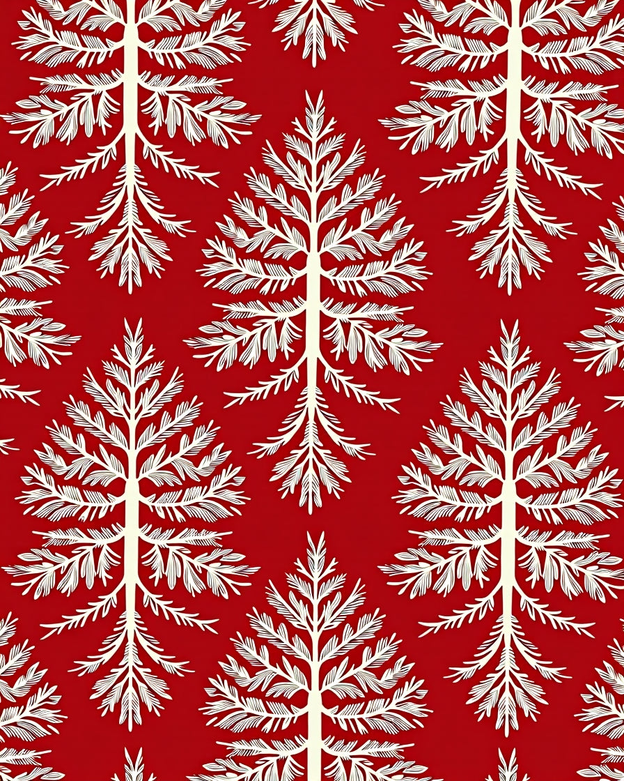 Red White Tree Pattern Design Rug