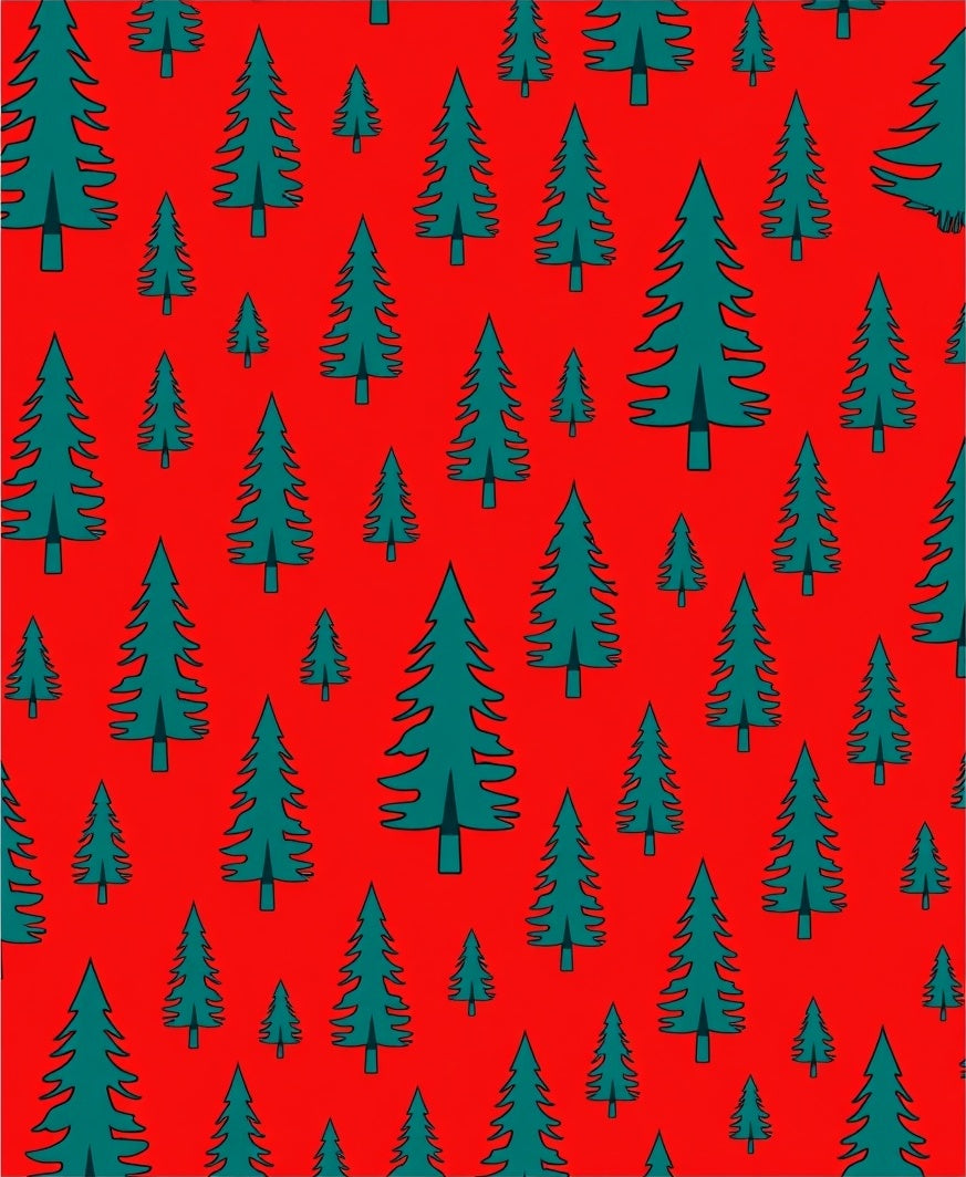 Teal Evergreen Trees Pattern Rug