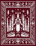 Mystical Figural Forest Snowflake Design Rug
