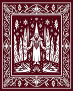 Mystical Figural Forest Snowflake Design Rug
