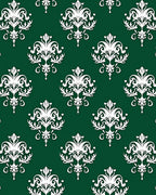 Ornate White Damask Emerald Repeating Rug