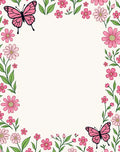 Pink Butterflies and Daisies Pattern Rug
