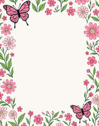 Pink Butterflies and Daisies Pattern Rug