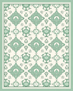 Mint Floral Scroll Mandala Design Rug