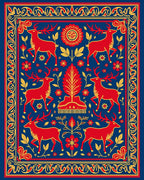 Enchanting Red Deer Folk Art Rug