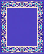 Ornate Floral Scrollwork Blue Border Rug