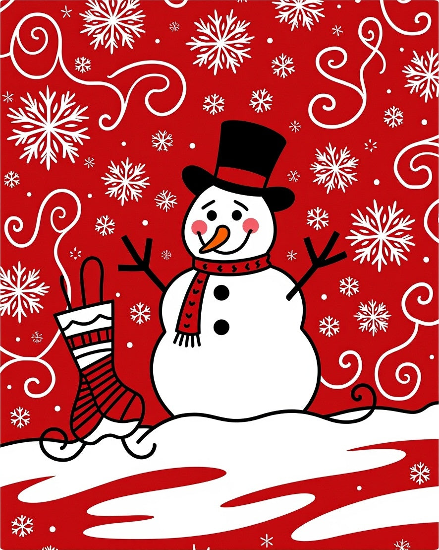 Snowman Snowflake Winter Joyful Rug