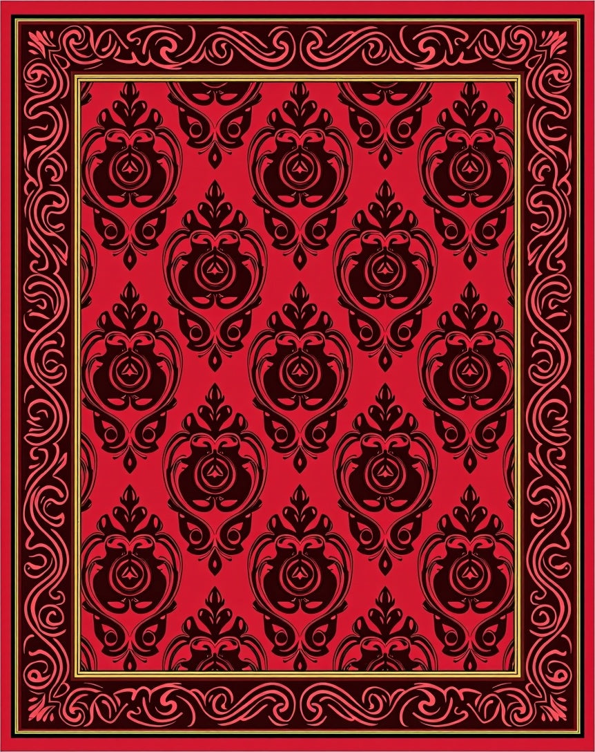 Regal Red Damask Pattern Rug