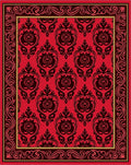 Regal Red Damask Pattern Rug