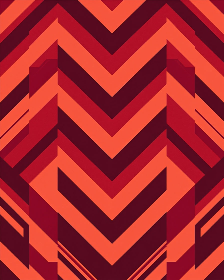 Bold Red Chevron Geometric Pattern Rug