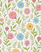 Whimsical Blooming Garden Floral Pattern Rug