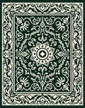 Dark Green Ivory Intricate Floral Pattern Rug